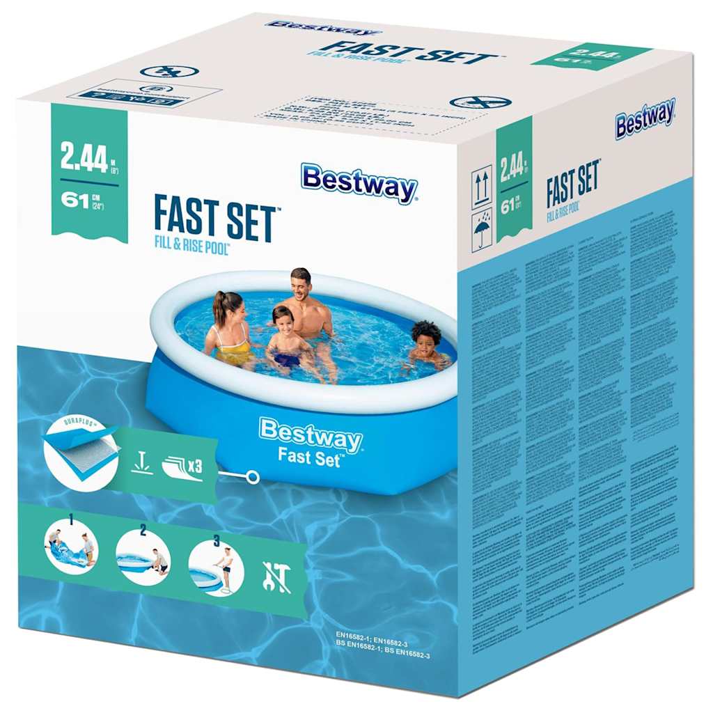 Bestway Fast Set Inflatable Swimming Pool Round 244x61 cm 57265