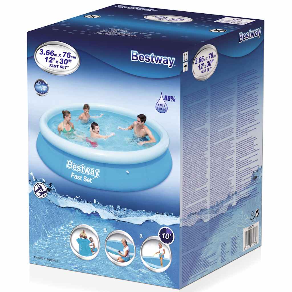 Bestway Fast Set Inflatable Swimming Pool Round 366x76 cm 57273