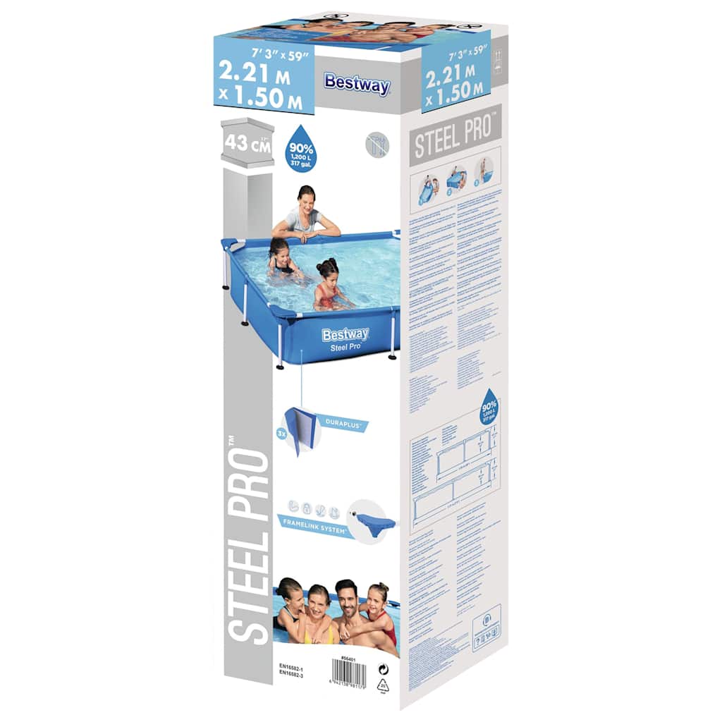 Bestway Steel Frame Paddling Pool 221x150x43 cm