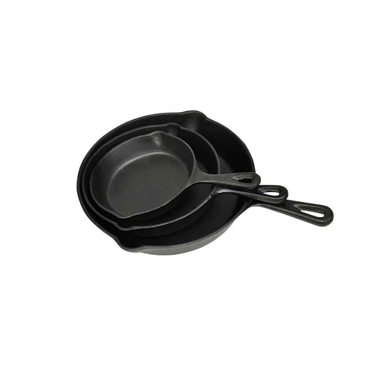 50122 vidaXL Set of 3 BBQ Steak Pans Cast Iron