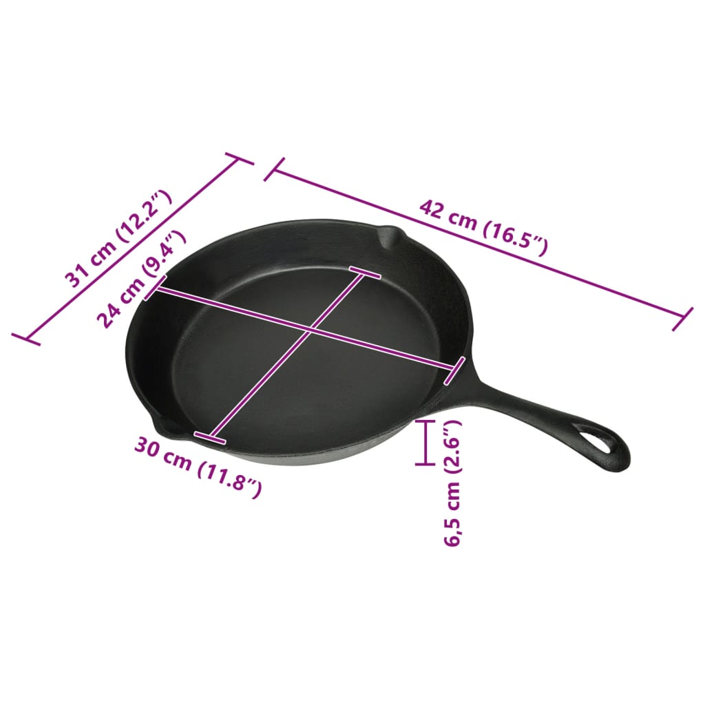 vidaXL Grill Fry Pan Cast Iron 30 cm Round