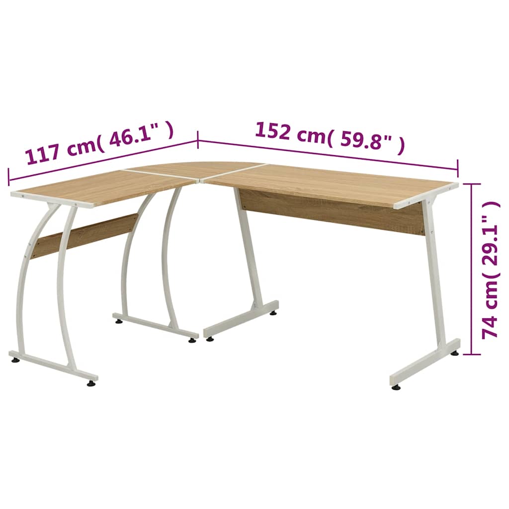 20133 vidaXL Corner Desk L-Shaped Oak
