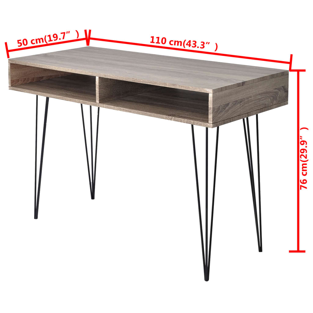 20136 vidaXL Desk with 2 Compartments Grey
