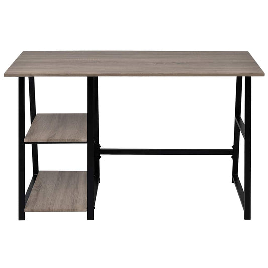 20137 vidaXL Desk with 2 Shelves Grey and Oak
