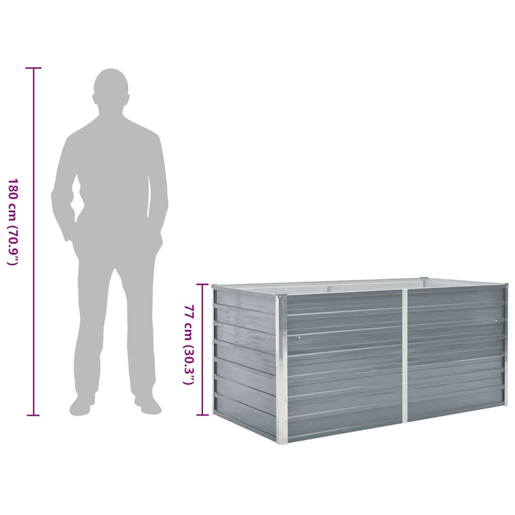 vidaXL Raised Garden Bed 160x80x77 cm Galvanised Steel Grey