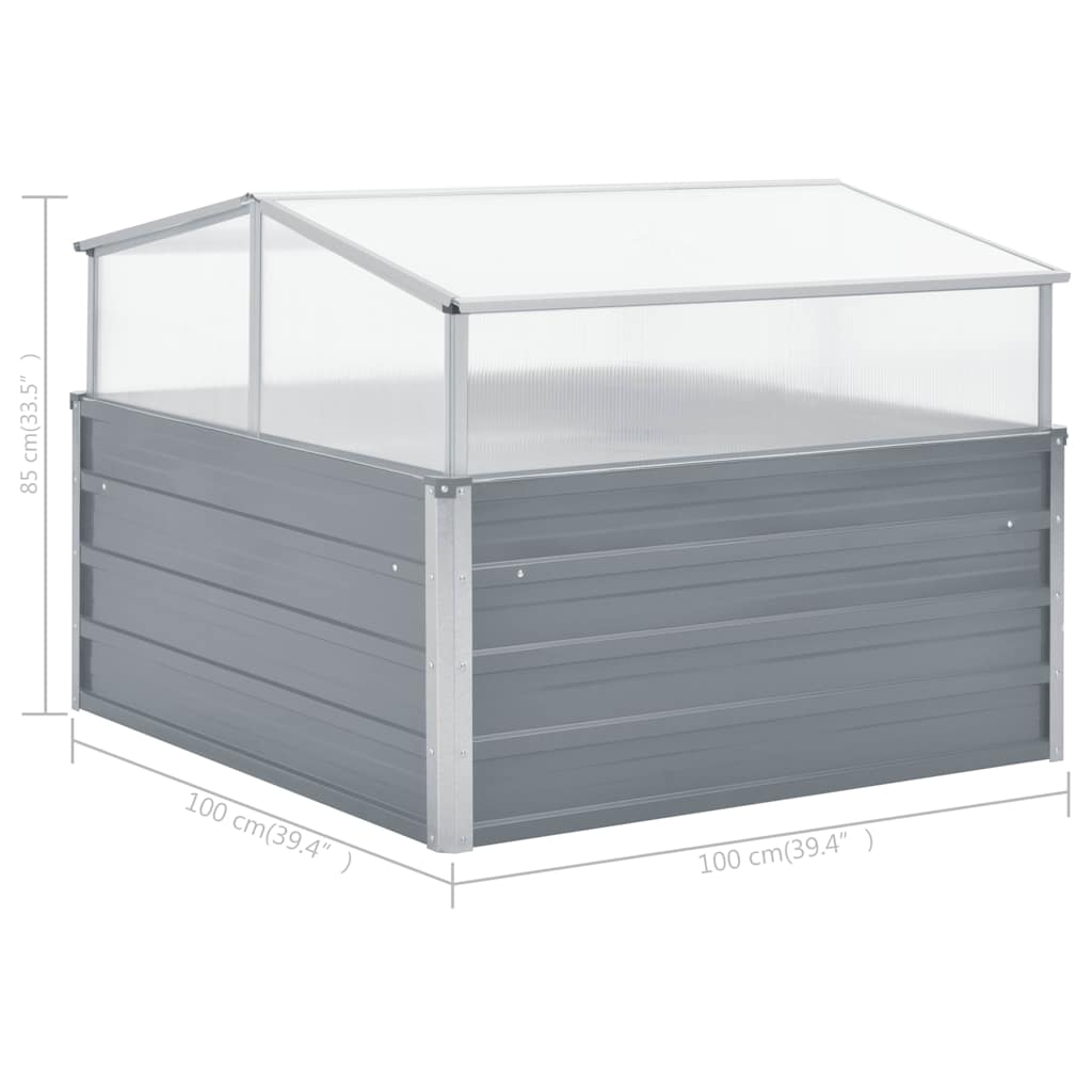 vidaXL Greenhouse | Grey | PC board, Galvanised Steel | Medium | Stackable