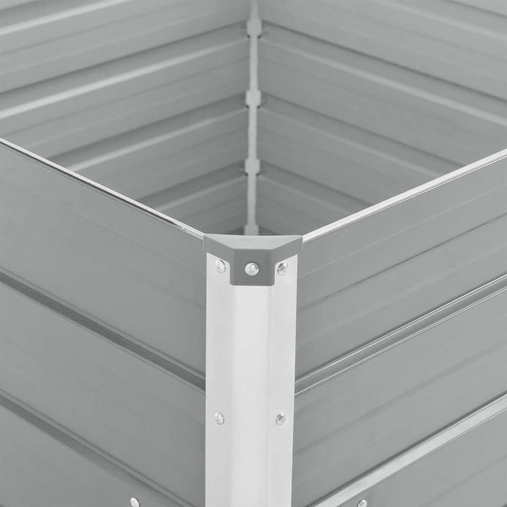 vidaXL Raised Garden Bed | Grey | Galvanised steel | 100x100x77 cm | Durable