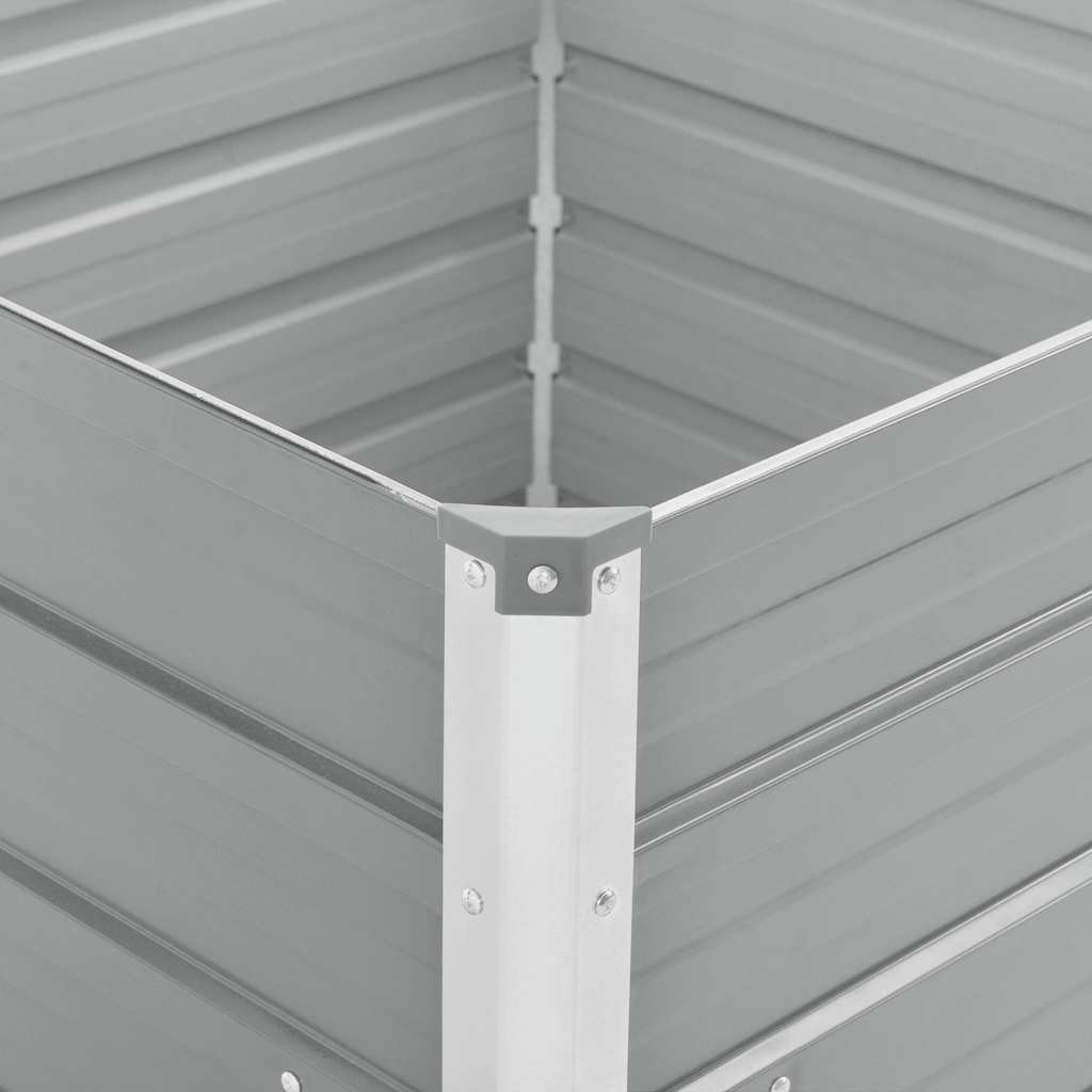 42407 vidaXL Raised Garden Bed 100x100x77 cm Galvanised Steel Grey