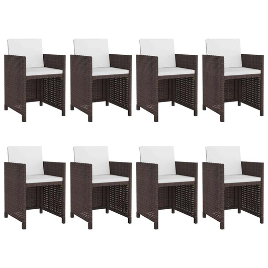 42544 vidaXL 9 Piece Outdoor Dining Set with Cushions Poly Rattan Brown