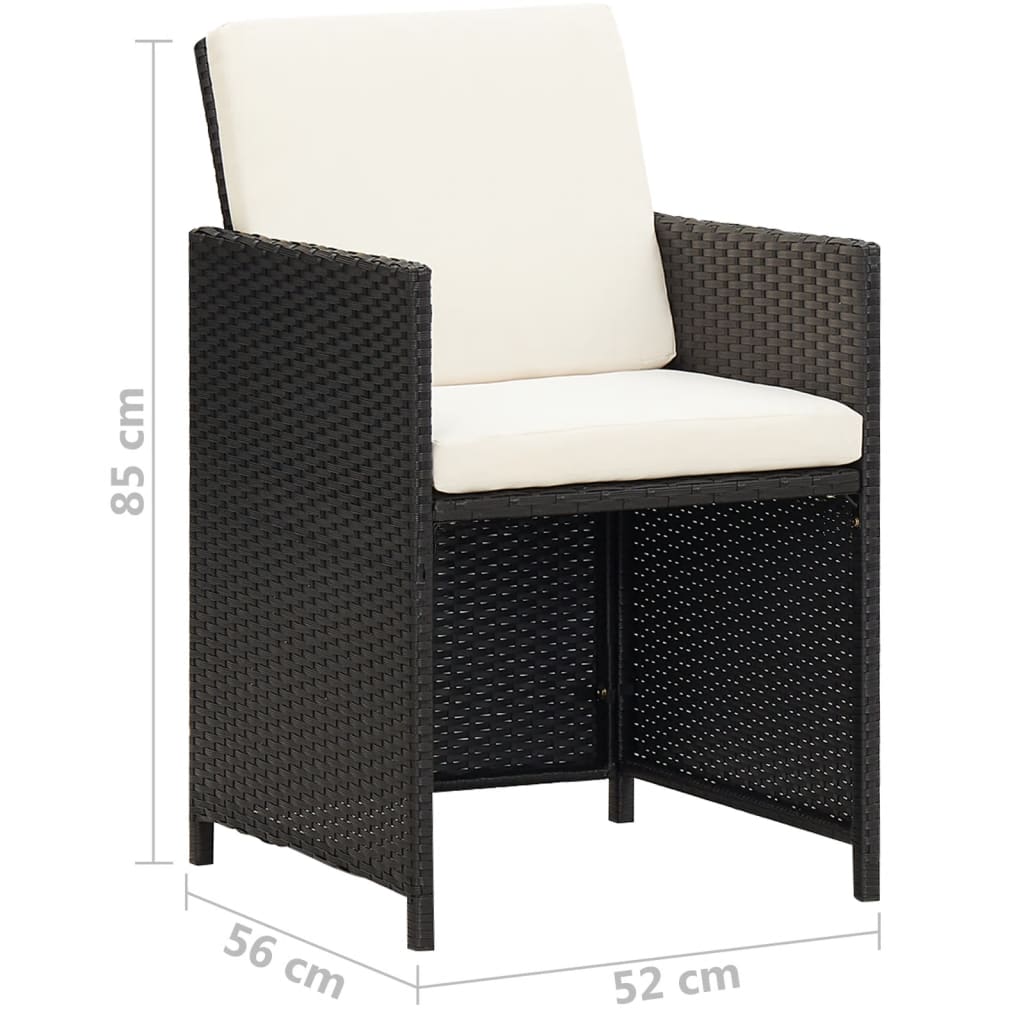 vidaXL Patio Furniture | Black | Steel, PE Rattan, Glass, Polyester