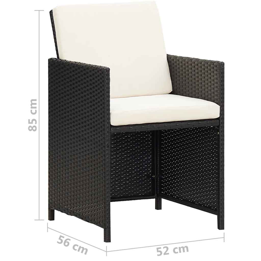 vidaXL 9 Piece Outdoor Dining Set with Cushions Poly Rattan Black