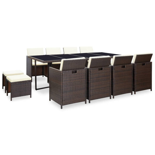 vidaXL Patio Furniture | Rattan Brown, Cream White Cushions