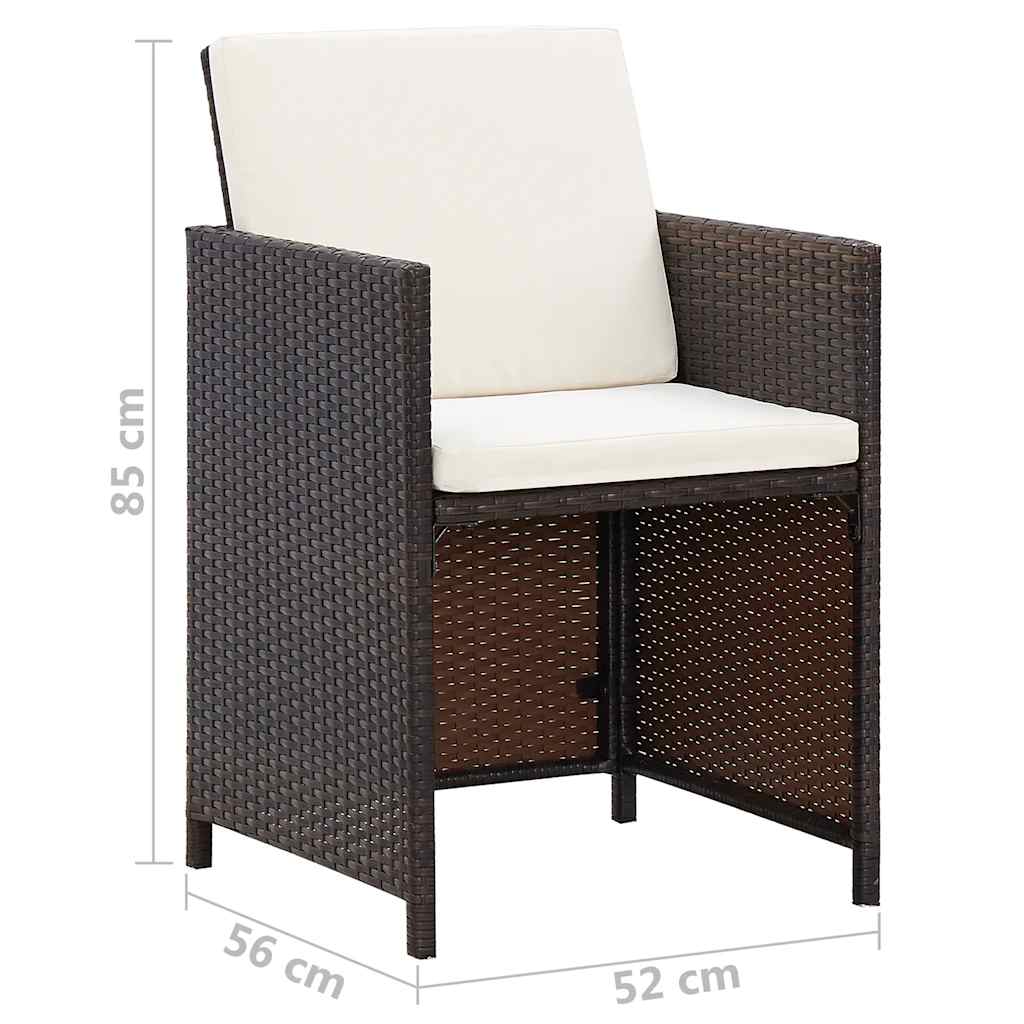 vidaXL 13 Piece Outdoor Dining Set with Cushions Poly Rattan Brown