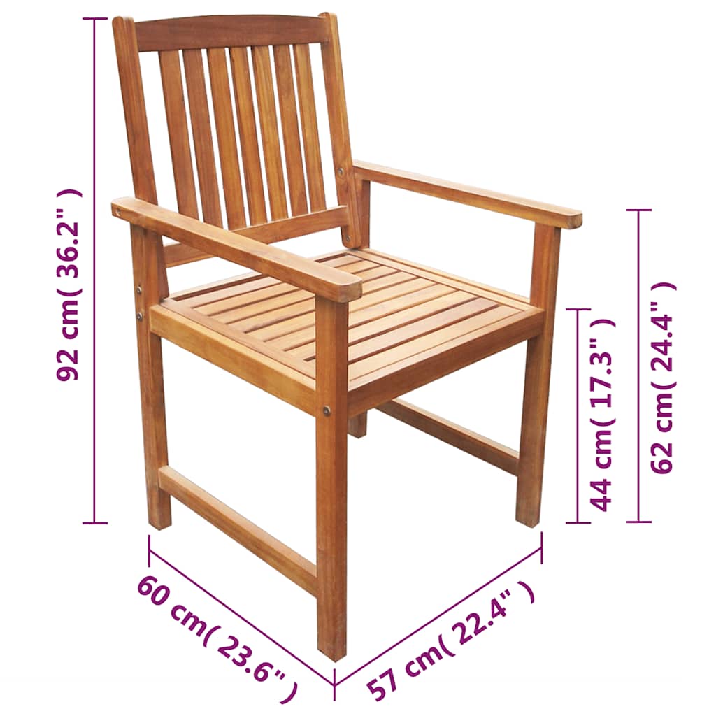 vidaXL Outdoor Chair | Set of 2 | Brown | Solid Acacia wood | Standard | Durable