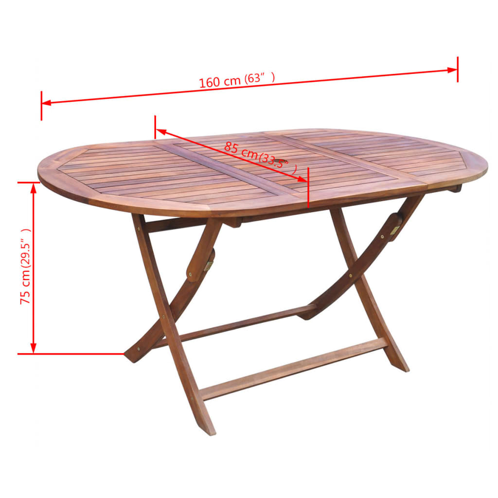vidaXL Garden Furniture Set | Brown | Acacia wood | 9 piece set | Foldable