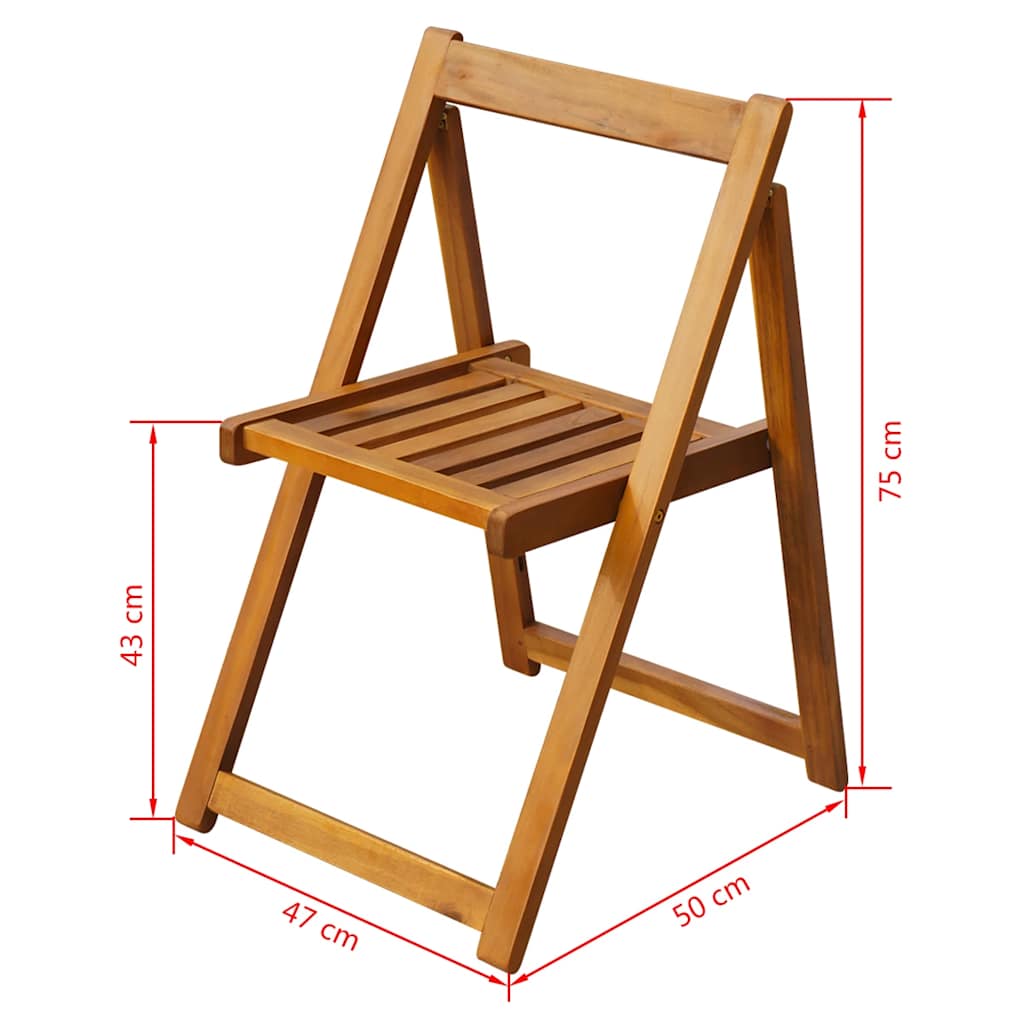 vidaXL Folding Chairs 2 pcs Solid Acacia Wood