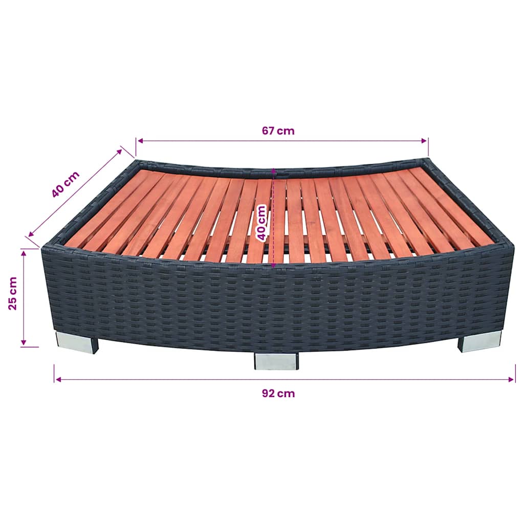 42700 vidaXL Spa Step Poly Rattan 92x45x25 cm Black