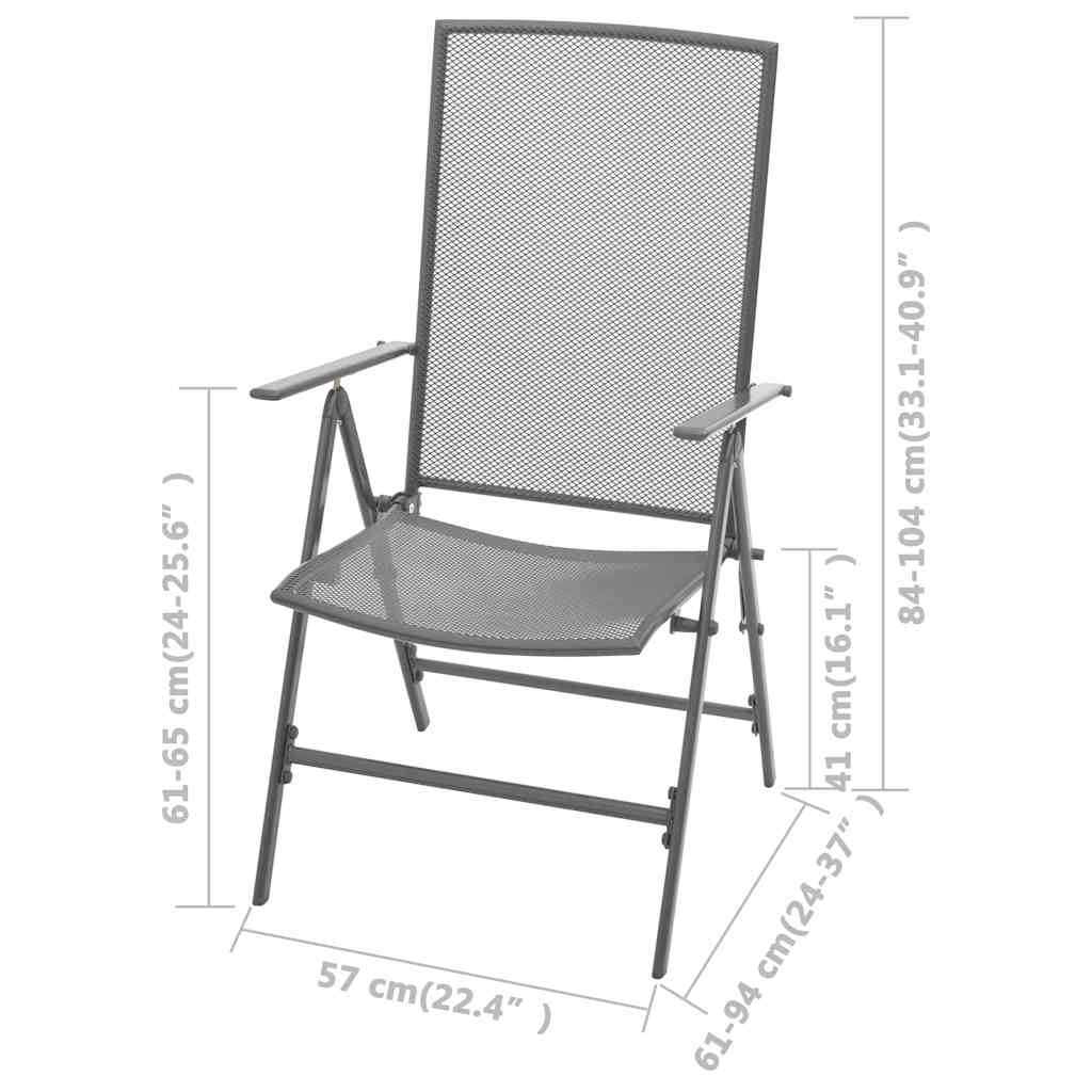 vidaXL Stackable Folding Chairs 2 pcs Steel Grey