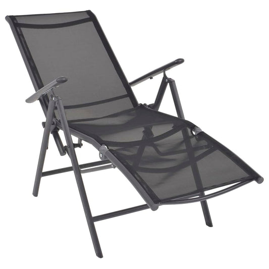 vidaXL Sunlounger | Black | Aluminium | Medium | Adjustable Armrests
