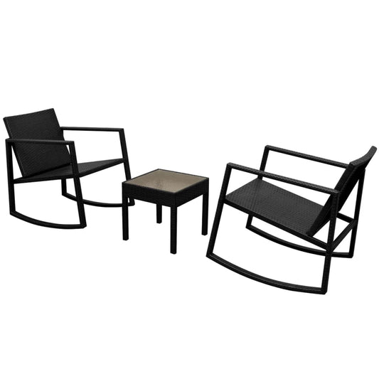 42862 vidaXL 3 Piece Bistro Set Poly Rattan Black