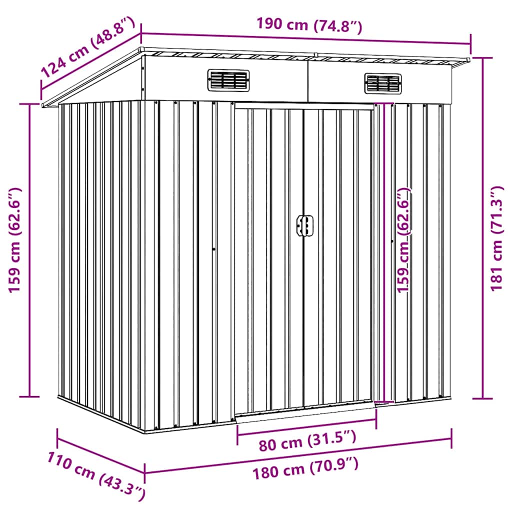 42908 vidaXL Garden Shed Green Metal