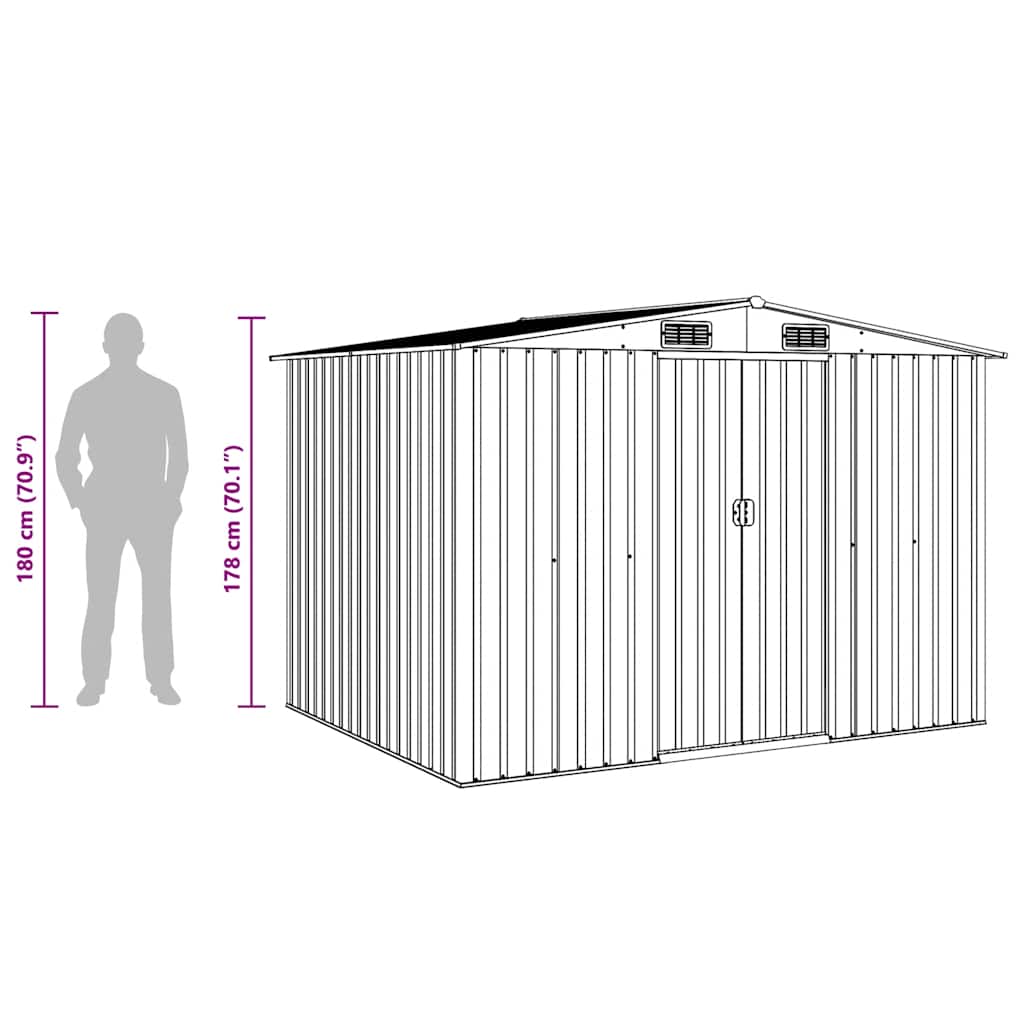 vidaXL Garden Shed | Green | Galvanised steel | Large | Sliding Components
