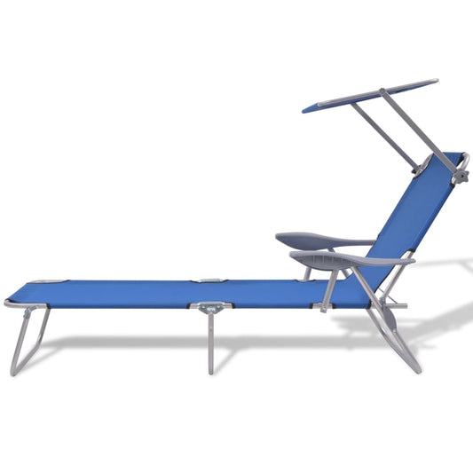 vidaXL Sunlounger | Steel Blue | Powder-coated steel frame, Polyester fabric