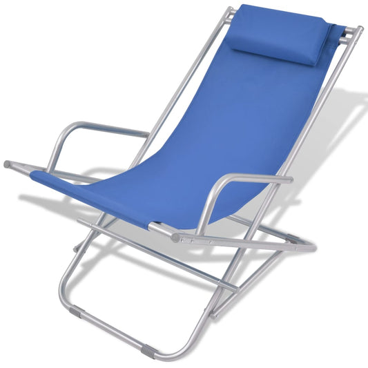 vidaXL Sunlounger | Set of 2 | Blue | Powder-coated steel frame, PVC seat