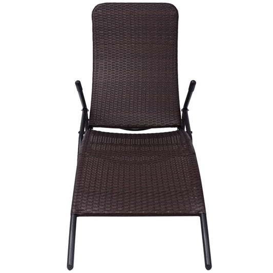 vidaXL Sun Lounger | Brown | Poly Rattan, Powder-Coated Steel | Medium