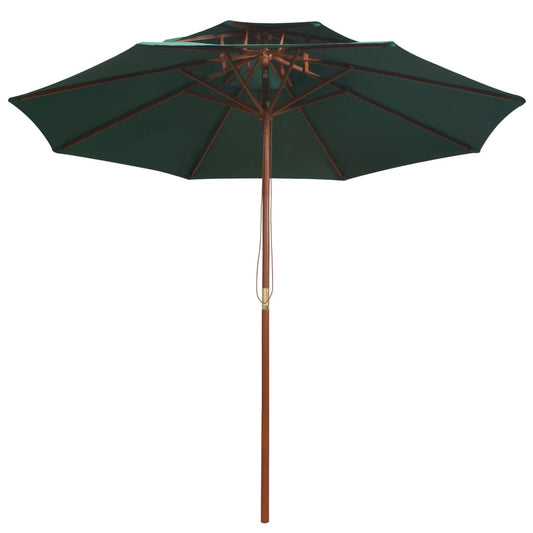 vidaXL Double Decker Garden Parasol 270x270 cm Wooden Pole Green