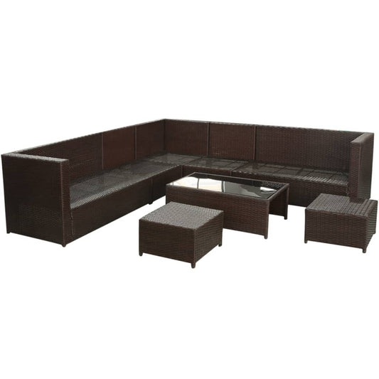 vidaXL Patio Furniture | Brown | PE Rattan, Powder-Coated Steel, Polyester