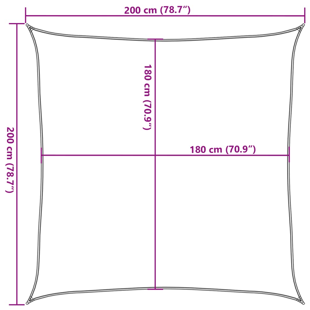 vidaXL Sunshade Sail HDPE Square 2x2 m Cream