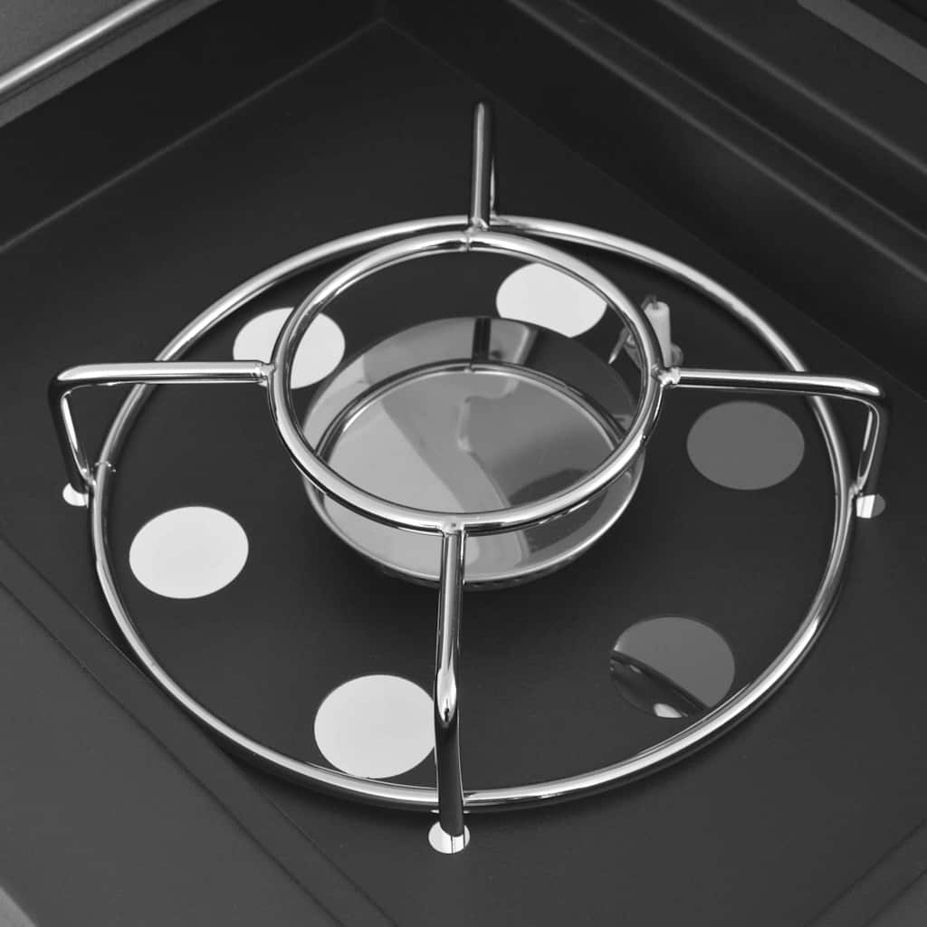 vidaXL Burner Gas Grill with Wheel Silver Steel with Metal Hose