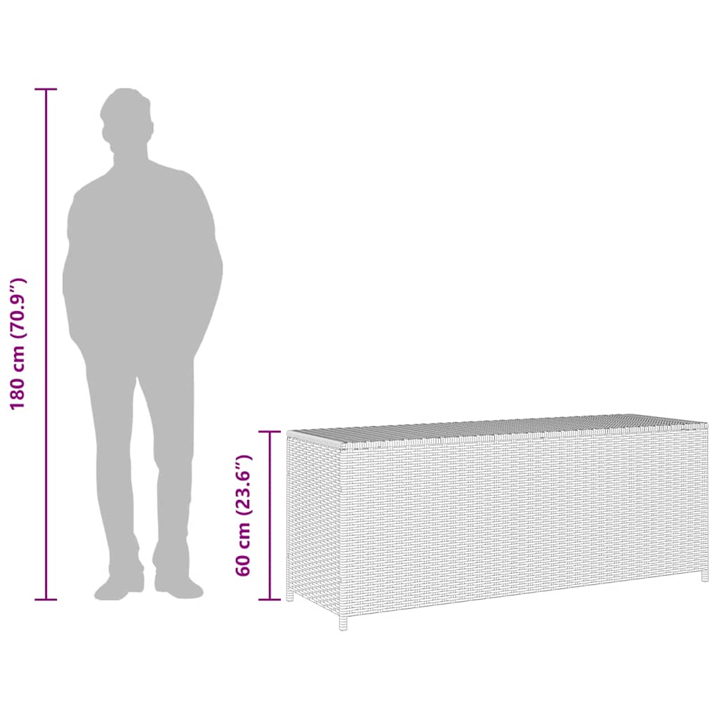 vidaXL Garden Storage Box | Black | PE rattan, Powder-coated steel