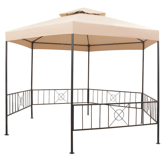 43165 vidaXL Garden Marquee Gazebo Pavilion Tent Hexagonal Beige 323x265 cm