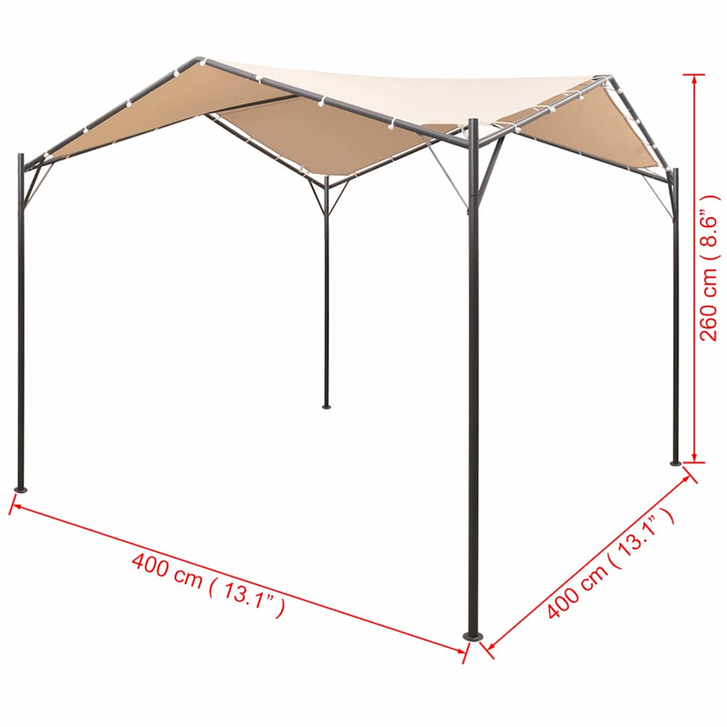 43167 vidaXL Gazebo Pavilion Tent Canopy 4x4 m Steel Beige