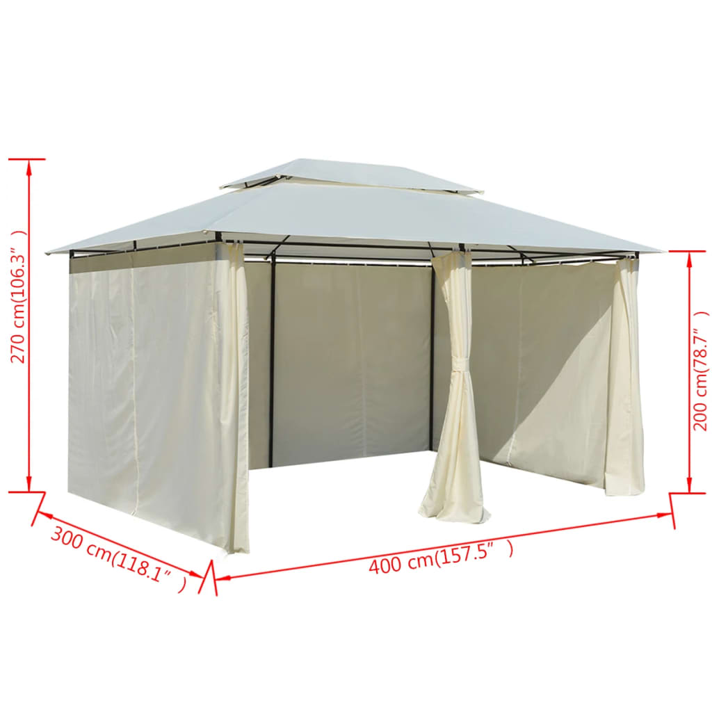 vidaXL Garden Marquee with Curtains 4x3 m White