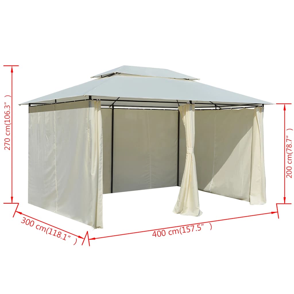 vidaXL Garden Marquee with Curtains 4x3 m White