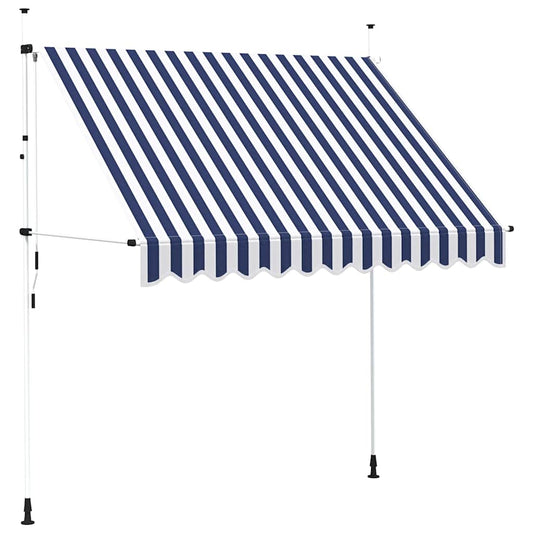vidaXL Manual Retractable Awning 250 cm Blue and White Stripes
