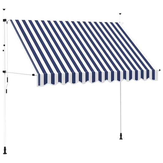 43222 vidaXL Manual Retractable Awning 300 cm Blue and White Stripes