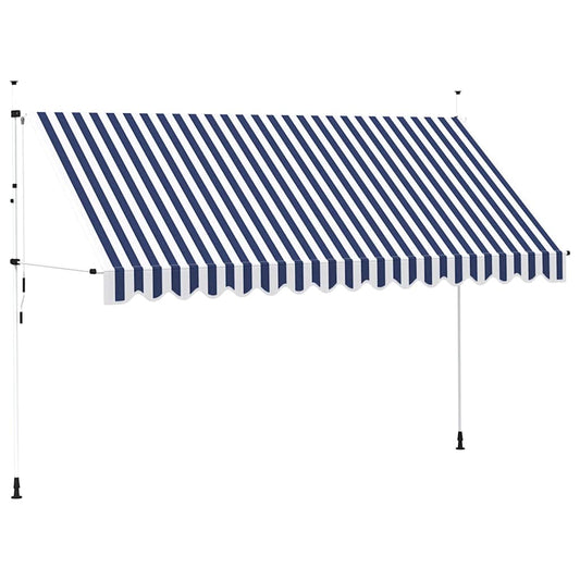 43224 vidaXL Manual Retractable Awning 400 cm Blue and White Stripes