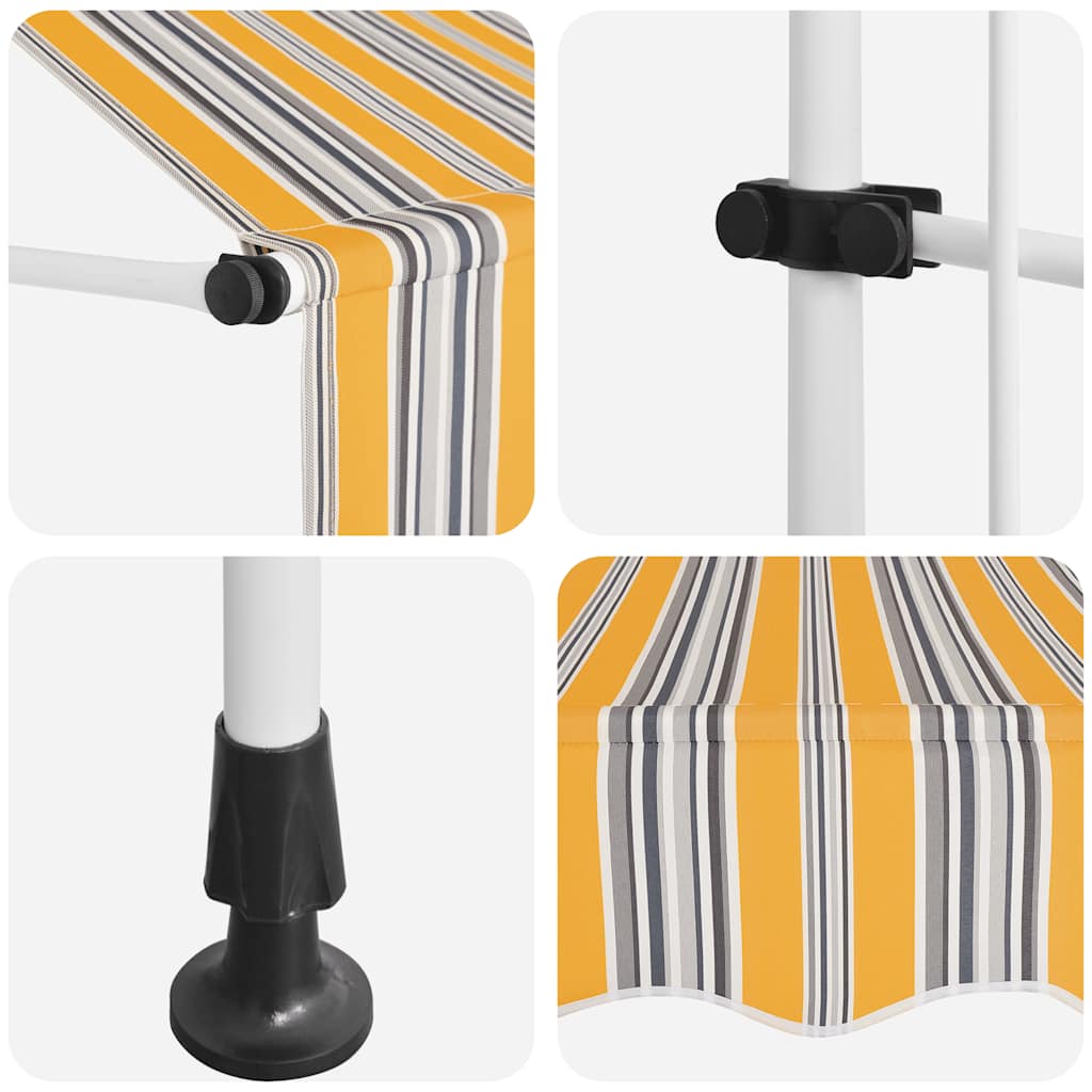 vidaXL Manual Retractable Awning 350 cm Yellow and Blue Stripes