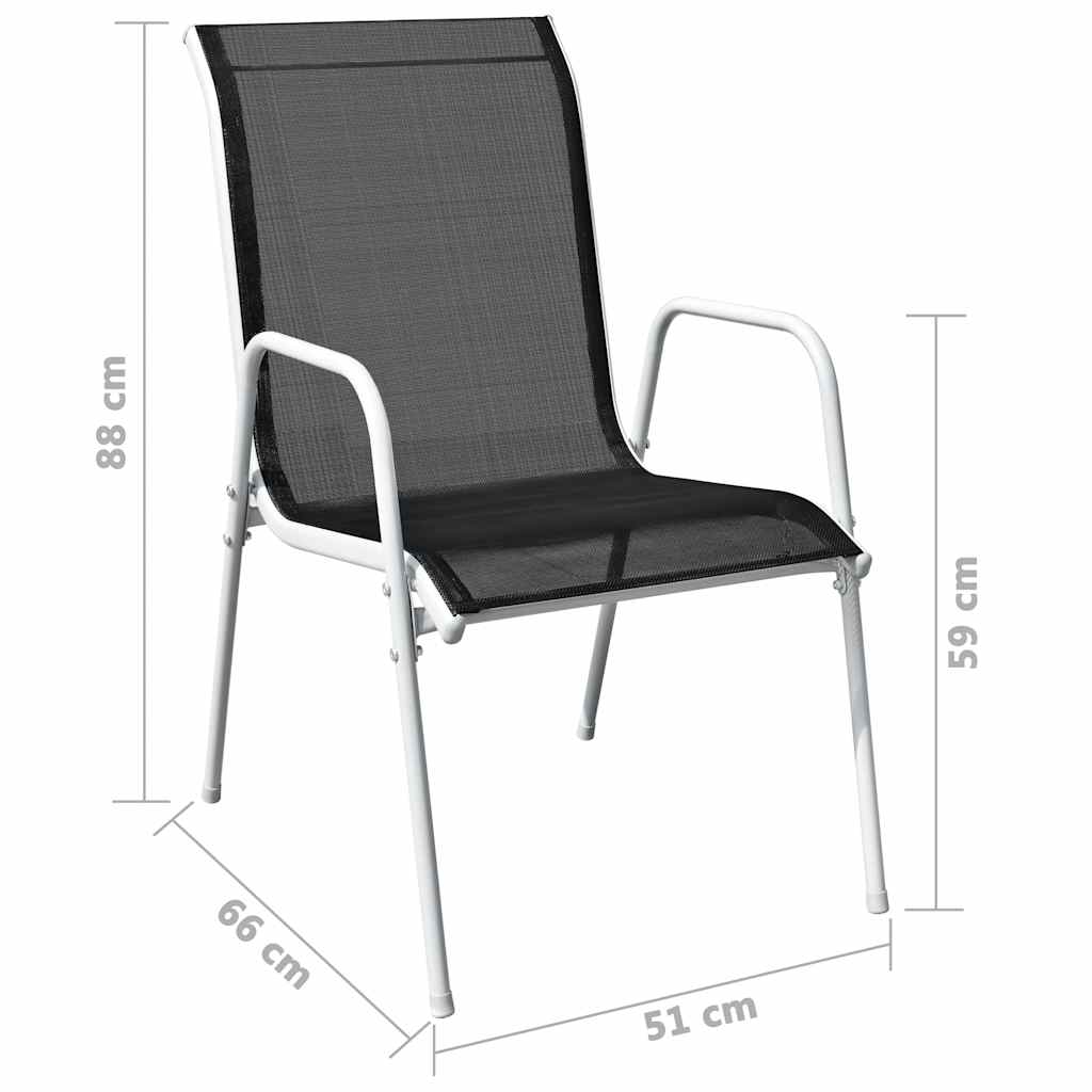 vidaXL 3 Piece Bistro Set Steel Black