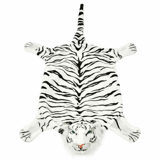80169 vidaXL Tiger Carpet Plush 144 cm White