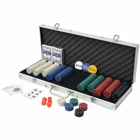 80180 vidaXL Poker Set with 500 Chips Aluminium