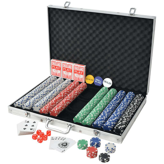 80183 vidaXL Poker Set with 1000 Chips Aluminium