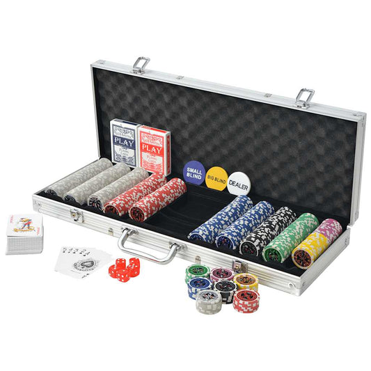 80184 vidaXL Poker Set with 500 Laser Chips Aluminium