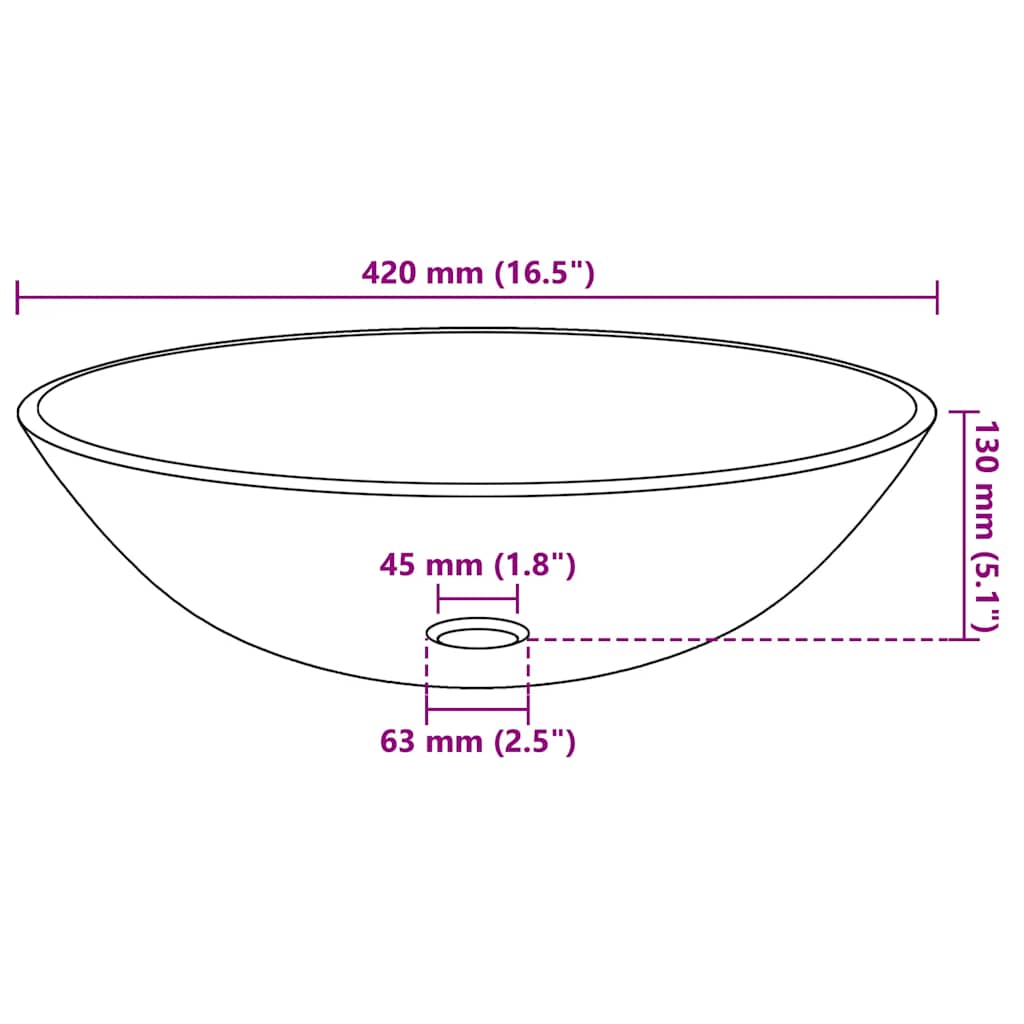 142230 vidaXL Basin Tempered Glass 42 cm Frosted