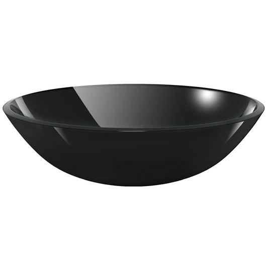 142231 vidaXL Basin Tempered Glass 42 cm Black