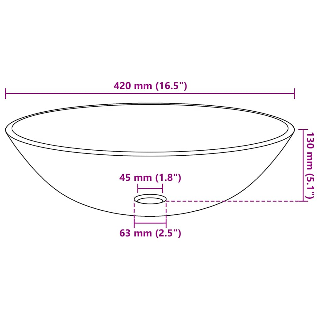 142232 vidaXL Basin Tempered Glass 42 cm Brown